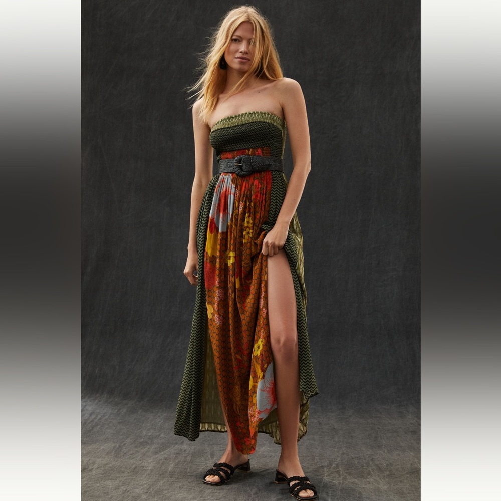 Anthropologie - Siddhartha Bansal smocked strapless maxi dress - Picture 6 of 8